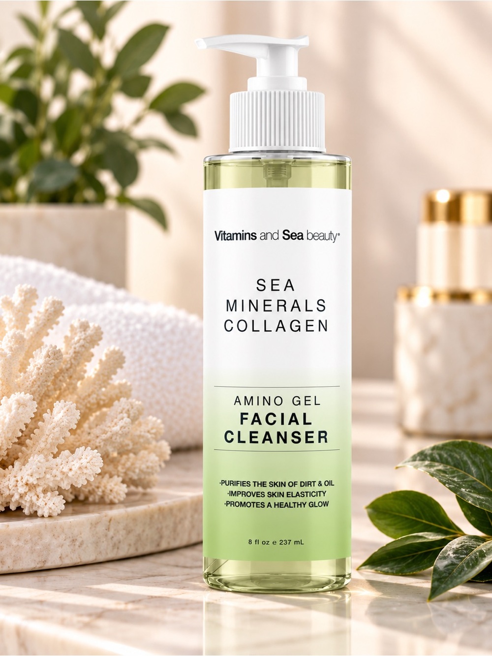 Vitamins and Sea Beauty Sea Minerals Collagen Facial Cleanser 8 oz New NWOB